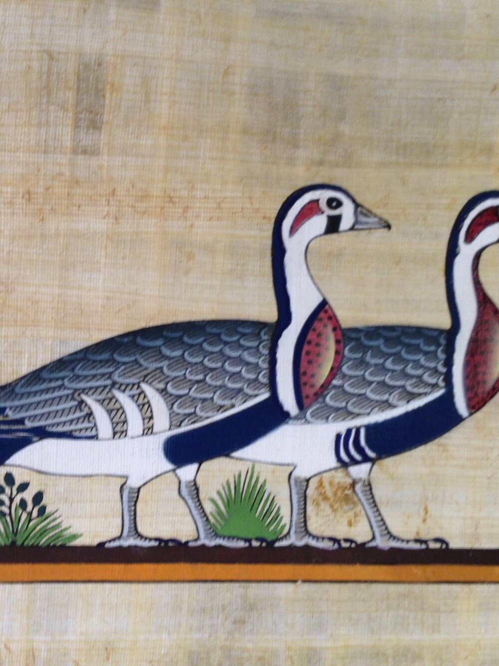 VTG '90's Papyrus Painted Classic Egyptian Signed 8x16 paper Nile Ducks Studio - Picture 3 of 7